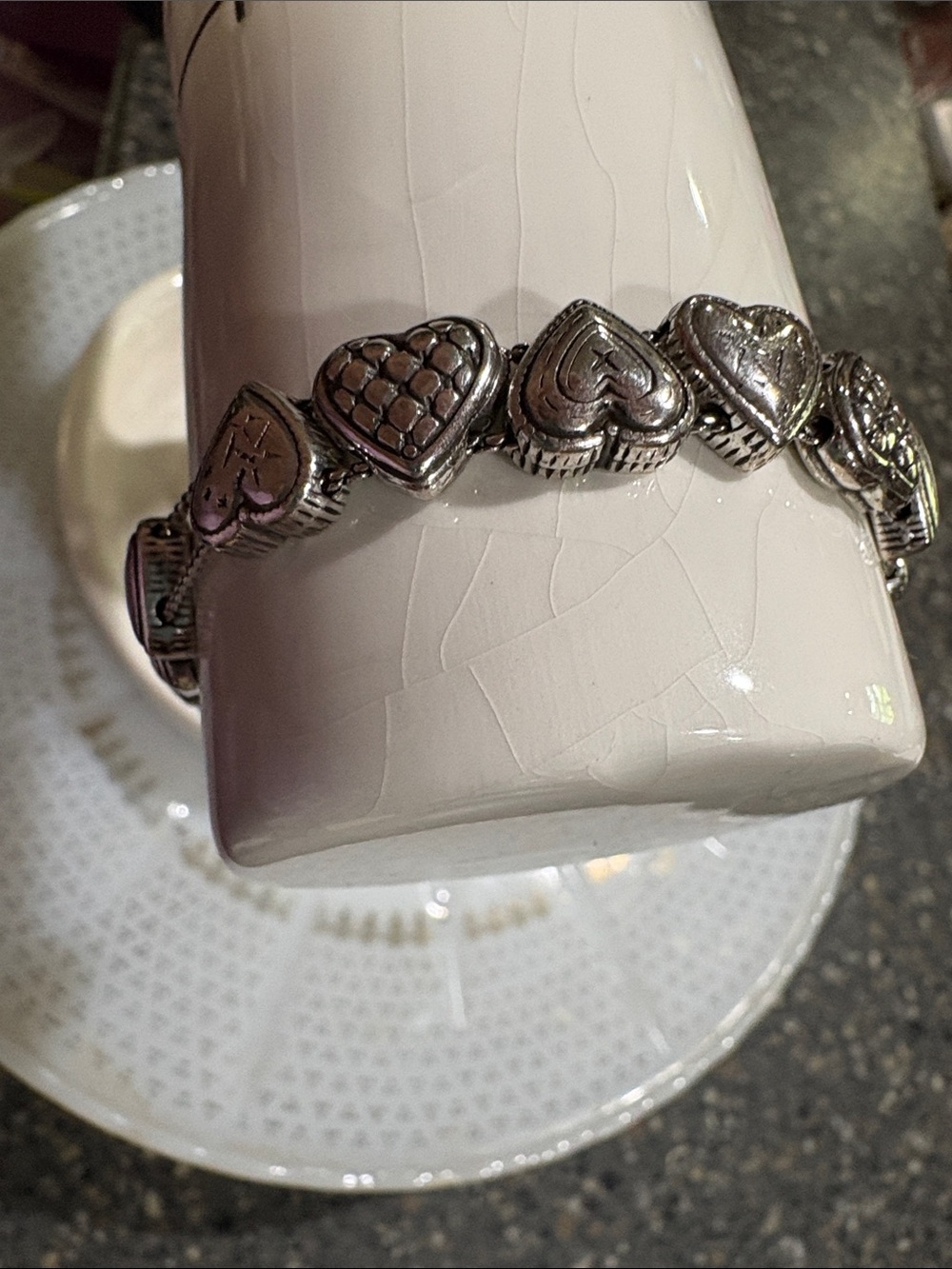 Brighton Silver-Tone sliding Heart Link Bracelet like New